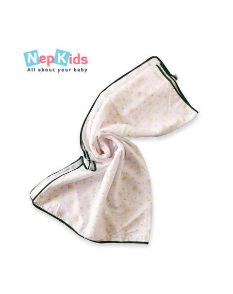 Flower And Polka 3 Layer  Non Hooded Khasto Wrap - Pure Cotton Swaddle For Babies