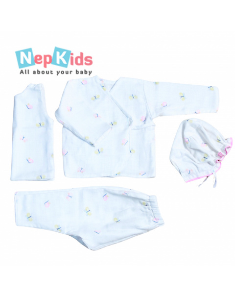 Little Butterfly 2 Layer Muslin Bhoto Set: 5 Item Set