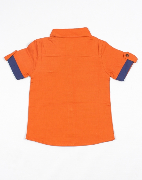 Emerge Smart Brown Half Sleeves Shirt For Kids