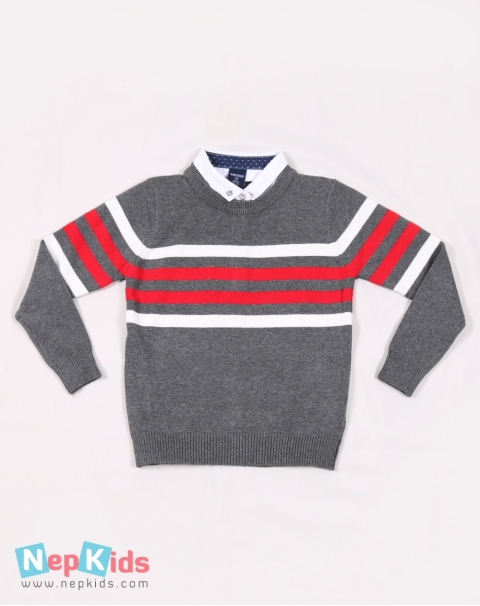 Red Blue Stripes Form Sweater with Color - Formal Wear