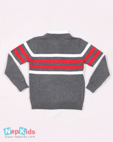 Red Blue Stripes Form Sweater with Color - Formal Wear
