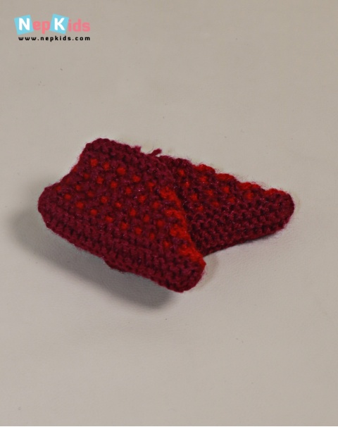 Hand Knitted Mix Color Criss Cross Pattern  Rabbit Woolen Socks/Booties For Children - Winter Wear