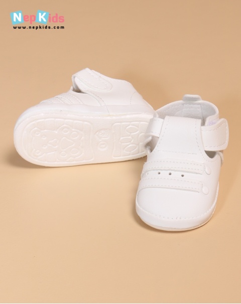 Little White Baby Shoes - With Soft Sole