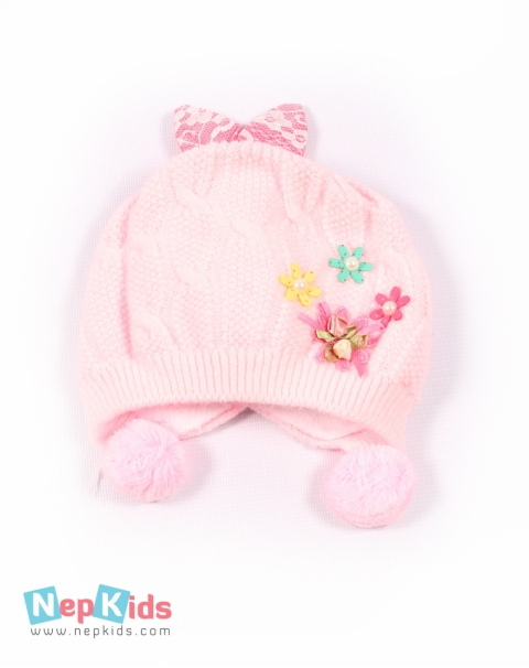 Cute Me Woolen Caps for Winter - Peach, Pink, Yellow
