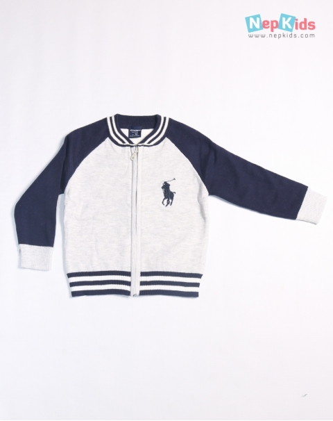 Polo Front Zip Closure Woolen sweater for boys