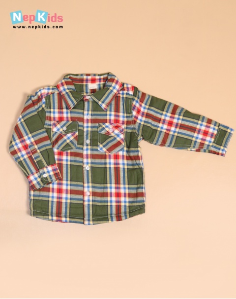 Green Check Padded Thick Shirt - For Winter