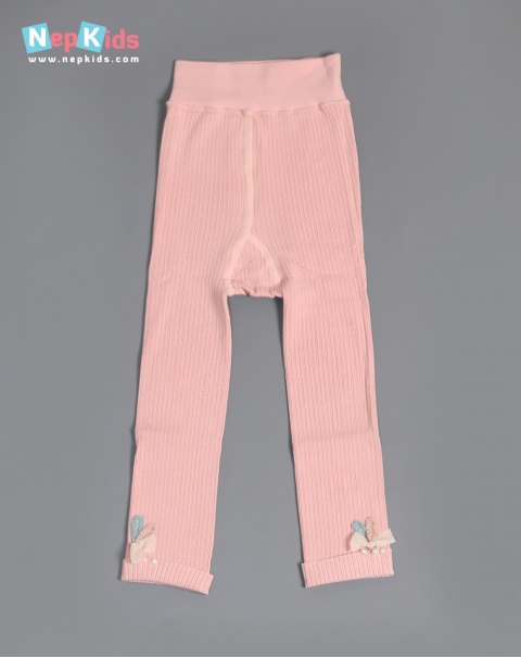 Stretchable Peach Leggings In Peach - For Girls