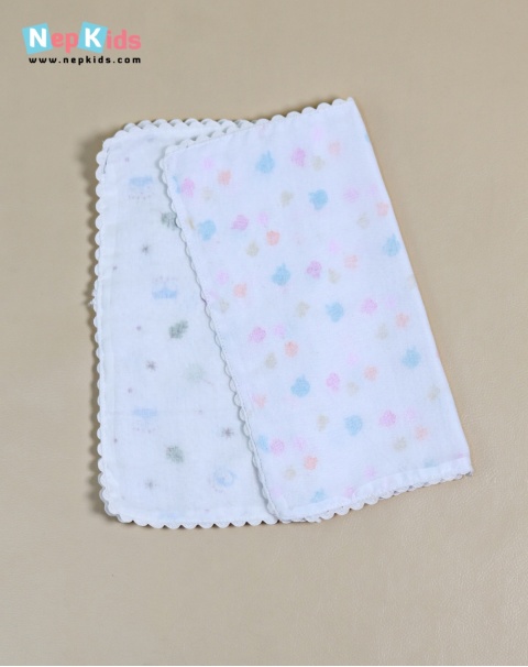 Fancy Printed Organic 3layer Cotton Muslin Handkerchief - Pack of 2pc Multicolor Handkerchef