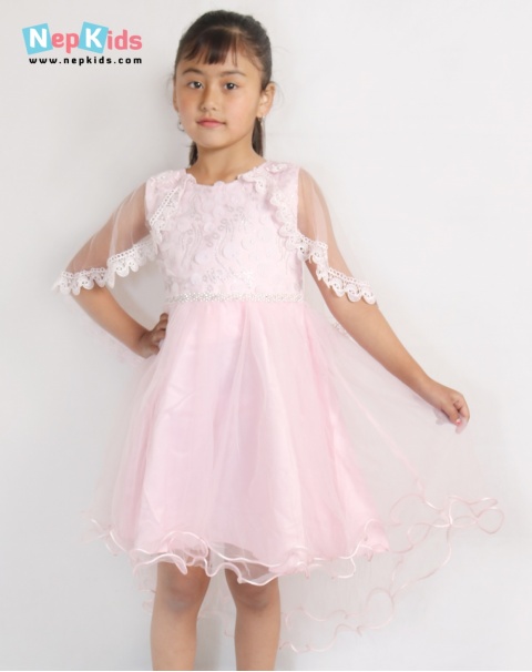 Bubbly Pink Elegant Party Dress  - For Girls