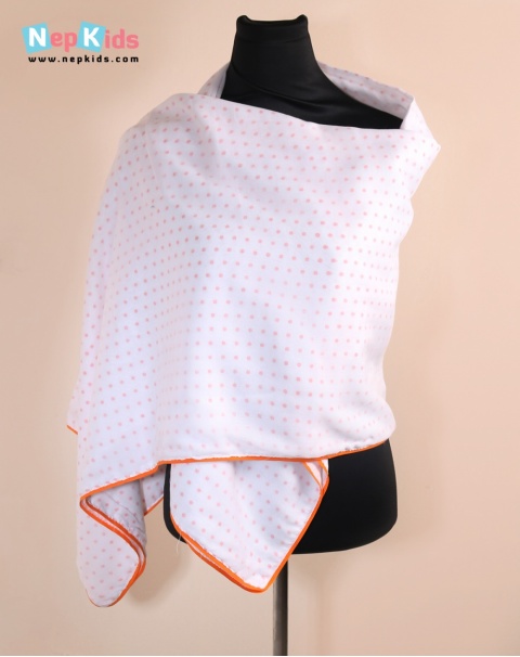 Orange Polka 3 Layer Cotton Dhaka Khasto - With Orange Lining