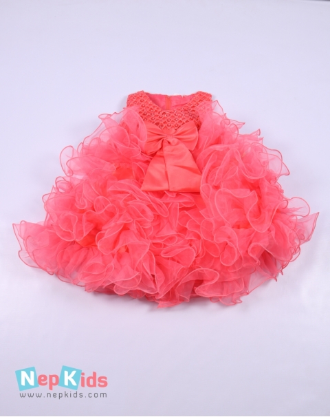 Peach Ruffle All Around Party Frock