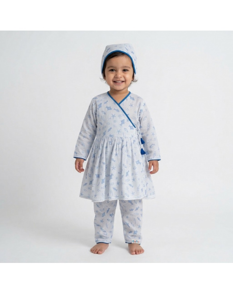 Blue Fish 4 Item Dress Set, Jama Set In Authentic Design