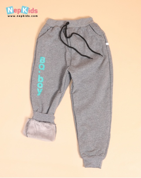 BQ Boys Warm And Thick Grey Joggers With Velvet Inner - For Winter