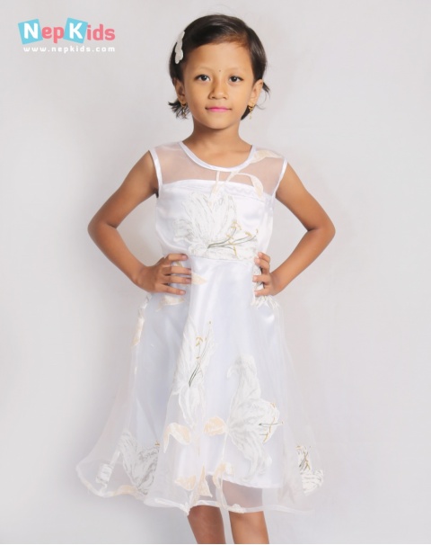 Fairy White Tissue One Piece Dress - For Girls