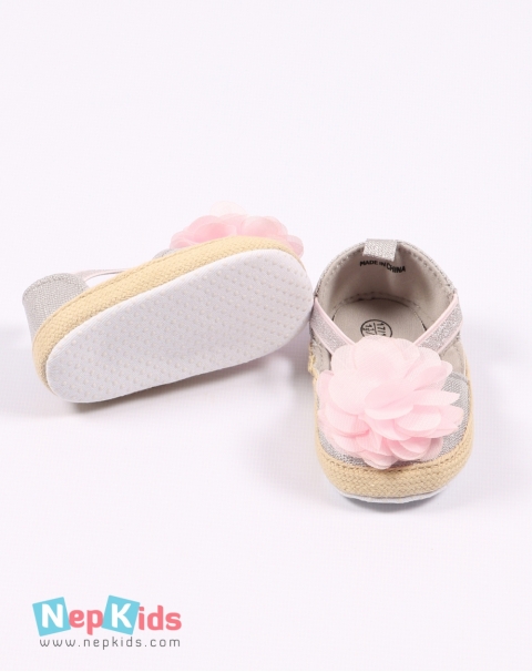 Cute Pink Daisy Slip on Shoes for Baby Girl, 6 M - 12 M