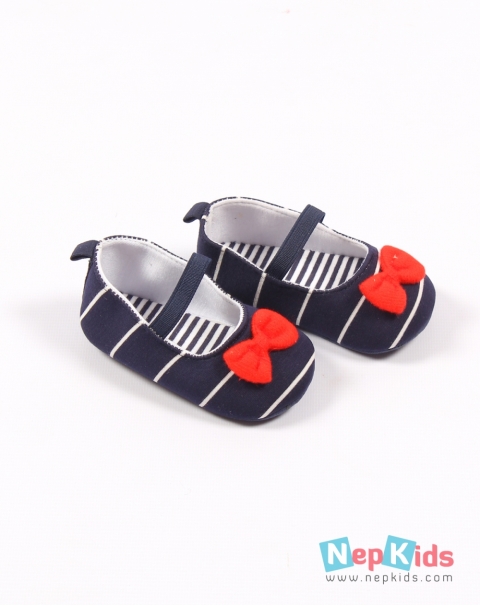 Cute Little Bow Shoes Navy Blue for Baby Girl - 18 to 24 months