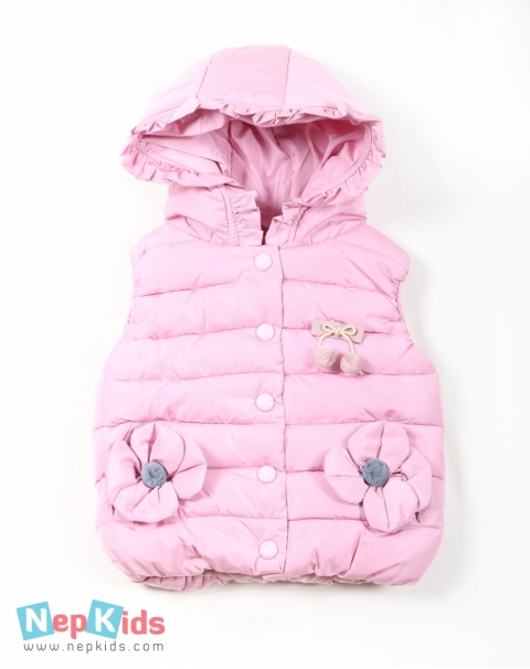 Thick and Warm Sleeveless Jacket with Hood - For Girls Kids