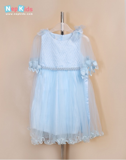 Blue Sky Party Dress In Elegant Style - For Girls