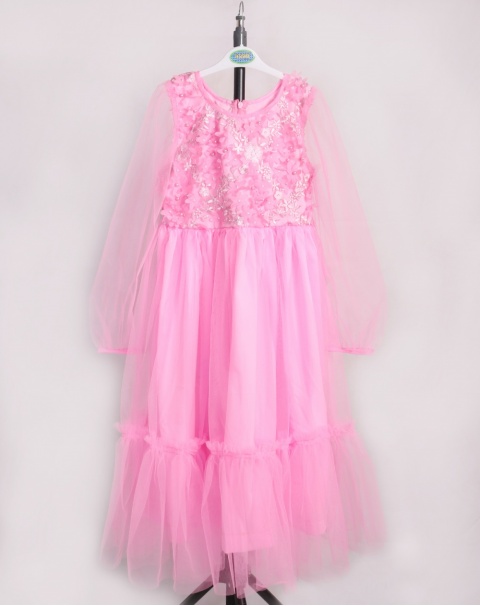 Bright Pink Princess One Piece Net Dress - For Girls