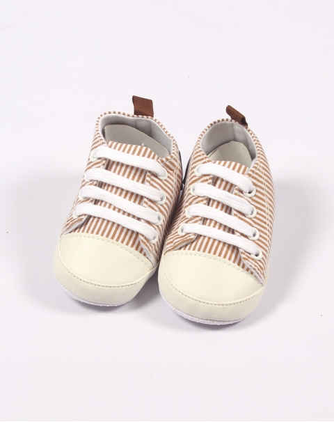 Brown Strip Canvas Shoes for Toddler Boy 12 M - 18 M