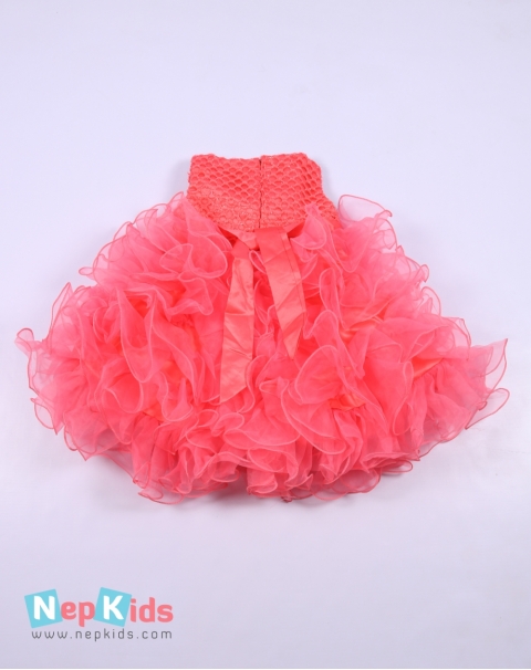 Peach Ruffle All Around Party Frock