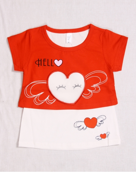 Flying Heart T Shirt with Contrasting Cropped Top