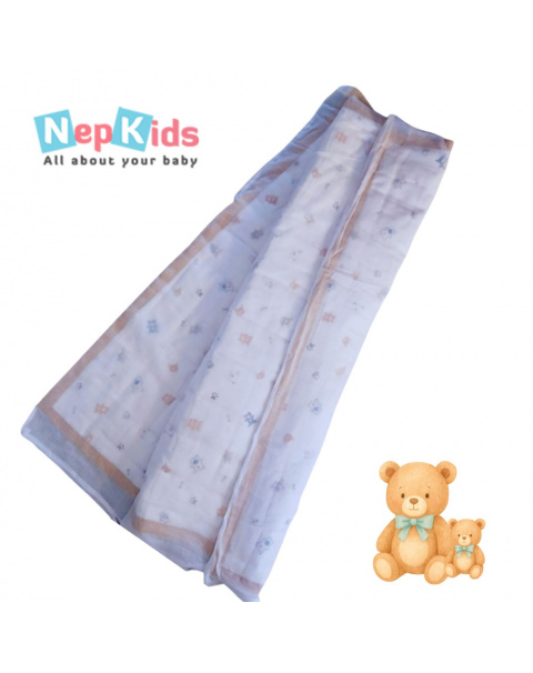 Brown Teddy Dolahi For Kids, Light Weighted Pure Cotton Filled Duvet With Mal Mal Cover