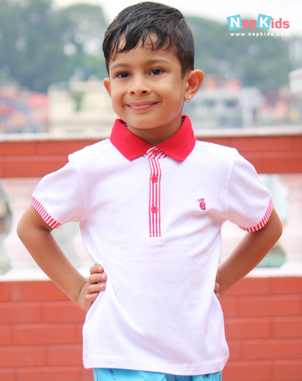 Red Stripe Polo T-shirt for Kids || NEPKIDS