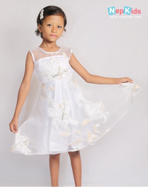 Fairy White Tissue One Piece Dress - For Girls