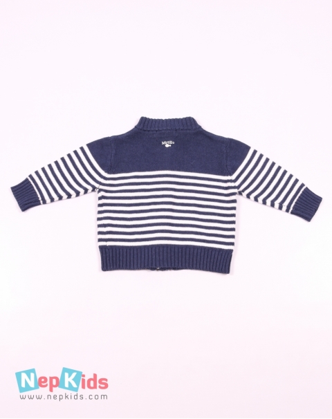 Front Open White Stripe High Quality Woolen Sweater 1 to 5 years
