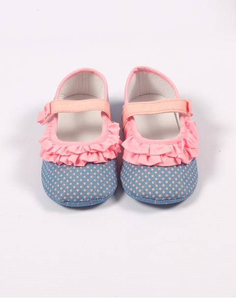 Cotton Laced Dotted Baby Girl Shoes
