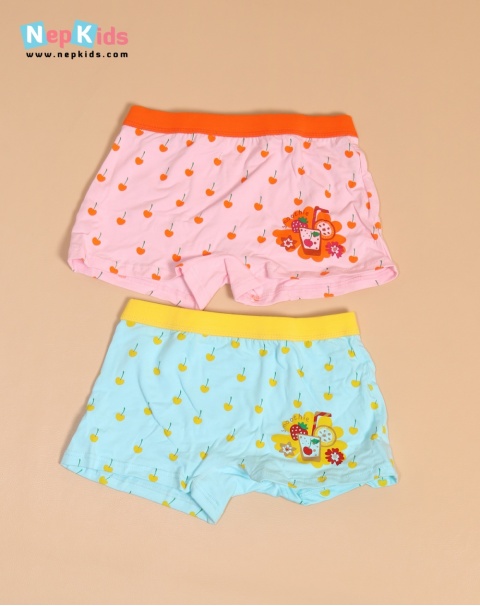 Fun Print All Around Lycra Cotton Box Panties For Girls - In Pack of 2