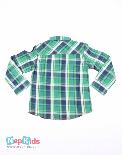 Colorful Kids Green Check Shirt - for Boys, Kids