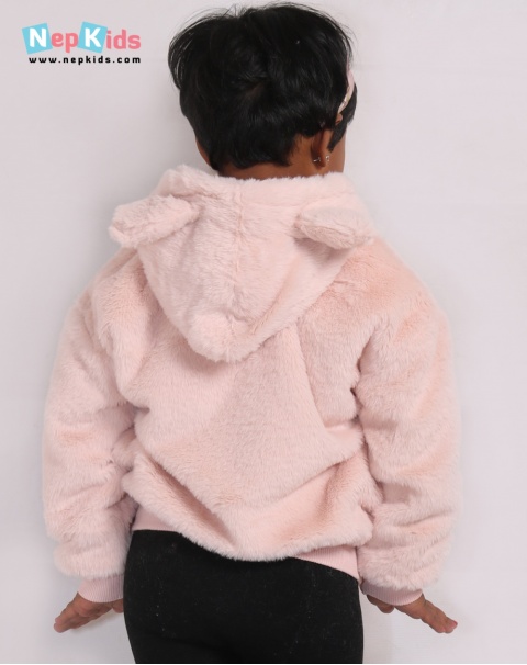 Peach Furry Soft And Light Jacket - Cool And Stylish Winter Wear