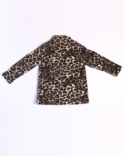 Leopard Print Double Layer Velvet High Neck Tees for Girls kids