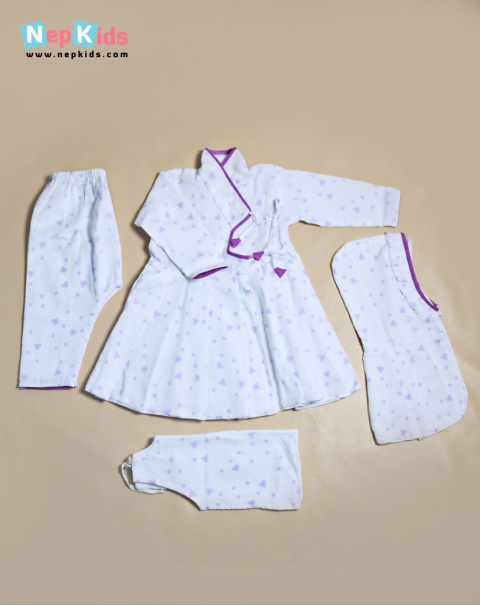 Purple Bubble 4 Item Dress Set, Jama Set In Authentic Design