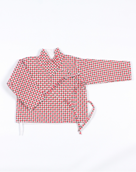 Red Green Check Print Bhoto Set