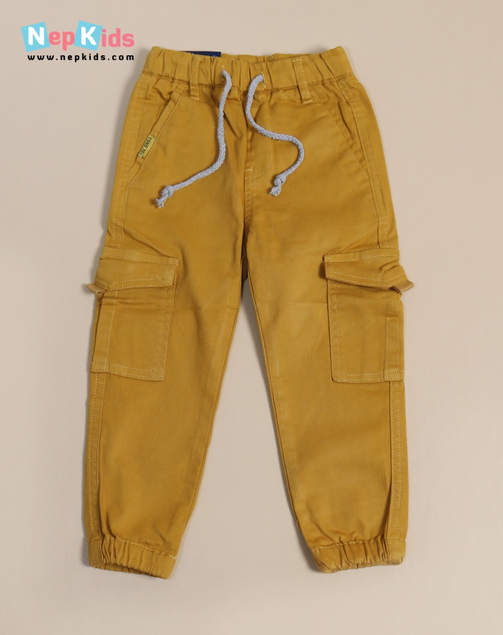 Mustard Yellow Cotton Jeans Joggers For Boys