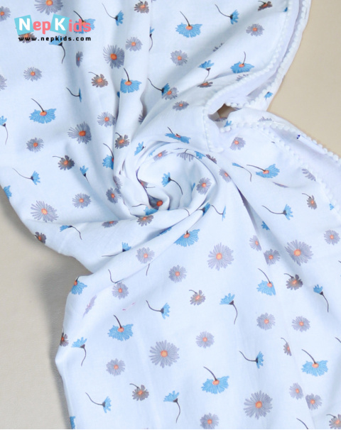 Falling Flower 2 Layer Multi Purpose Organic Cotton Wrapping Blanket For Babies 