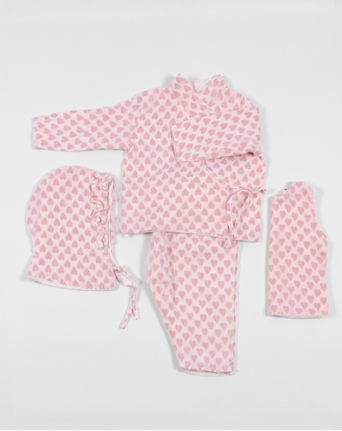Little Heart Sequence Print 4pc Mal Mal Bhoto Set, For Girls, Boys, Children, Authentic Wear