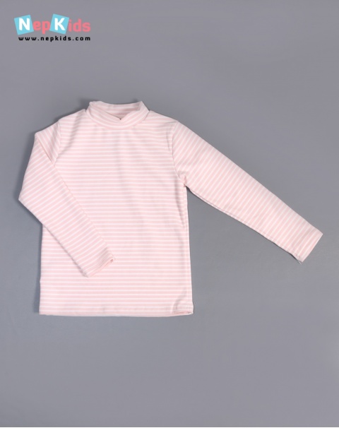 Pink White Stripped High Neck For Winter