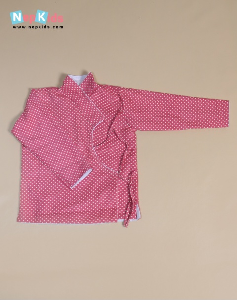 Pink White Polka Cotrise Bhoto - For Winter