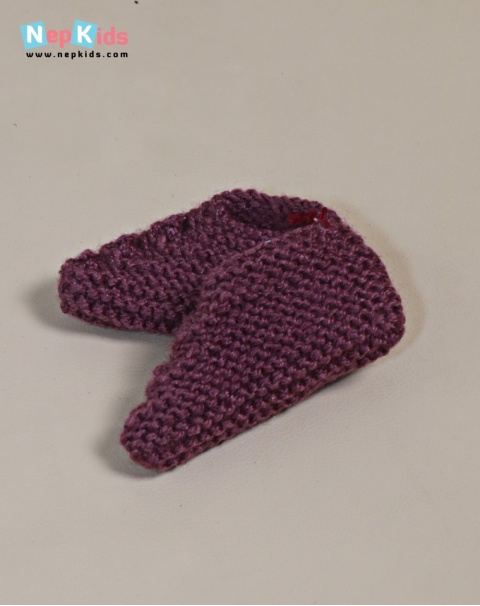 Hand Knitted Mix Color Criss Cross Pattern  Rabbit Woolen Socks/Booties For Children - Winter Wear