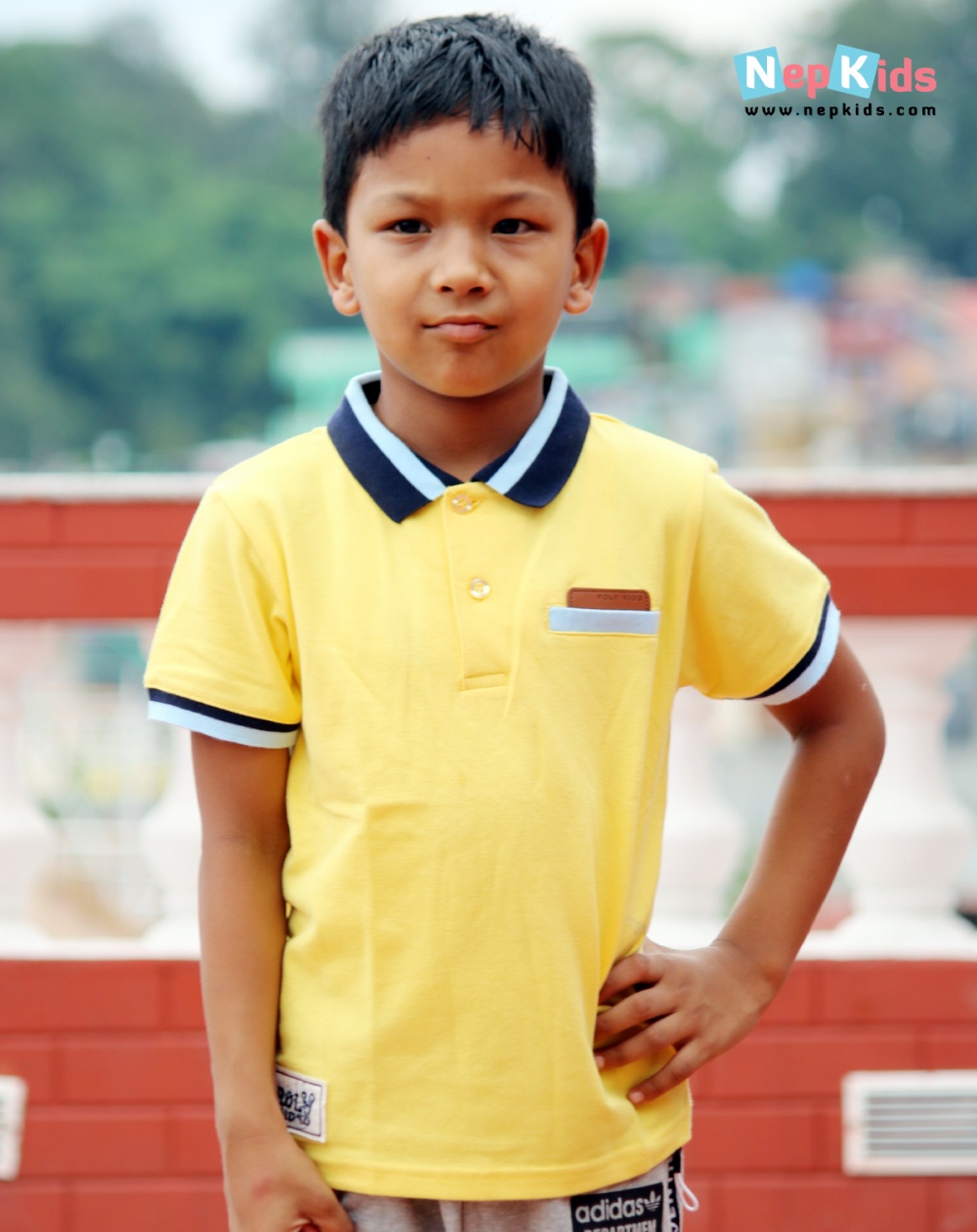 Colour Band Shirt in Bright Yellow for Kids NEPKIDS