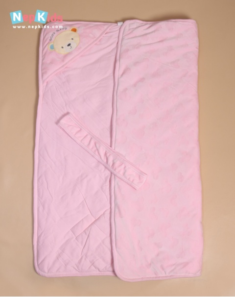 Pink Teddy Thick and Big Hooded Blanket For Babies