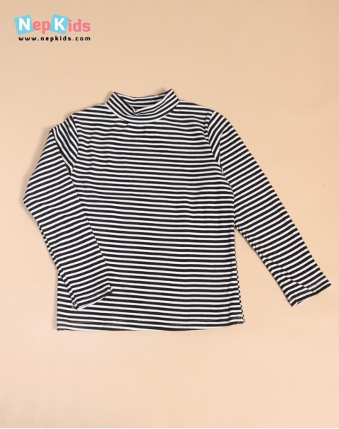 Black and White Stripe Thick And Warm High Neck - For Winter