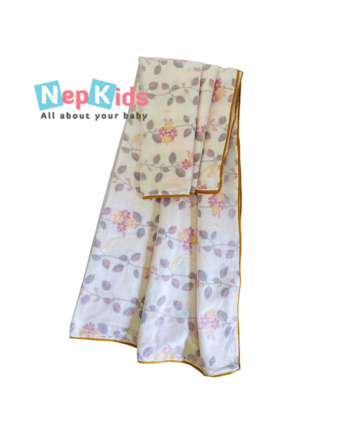 Purple Leaf Jaipur Cotton, 3 Layer Mal Mal Outer Big Swaddle For Babies