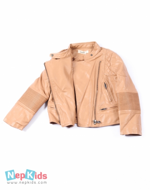Elegant and Stylish Leather Jacket for Girls Kids - Beige