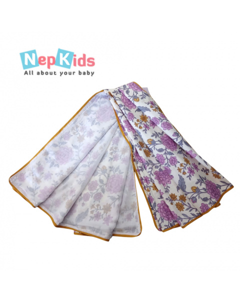 Purple Flower Jaipur otton, 2 Layer Mal Mal Outer Big Swaddle For Babies NRs. Rs. 1355/- In Stock
