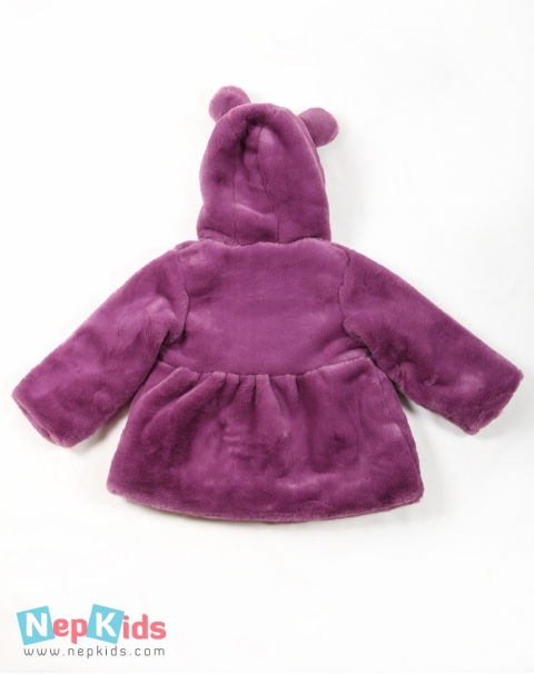 High Quality Full sleeves Furry Coat with hood - Purple